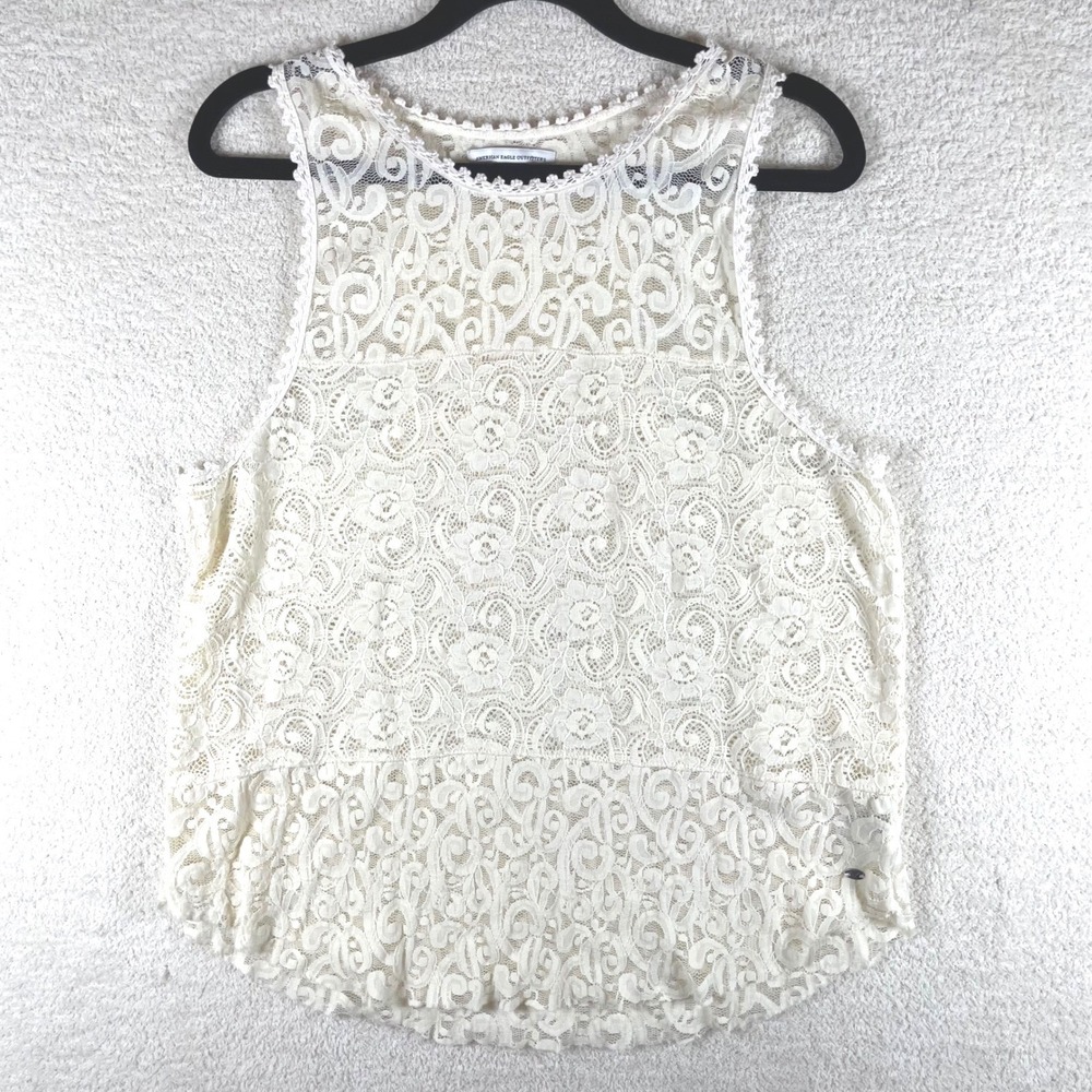 angelcore boho cottagecore lace tank american eagle S stretchy country cowgirl